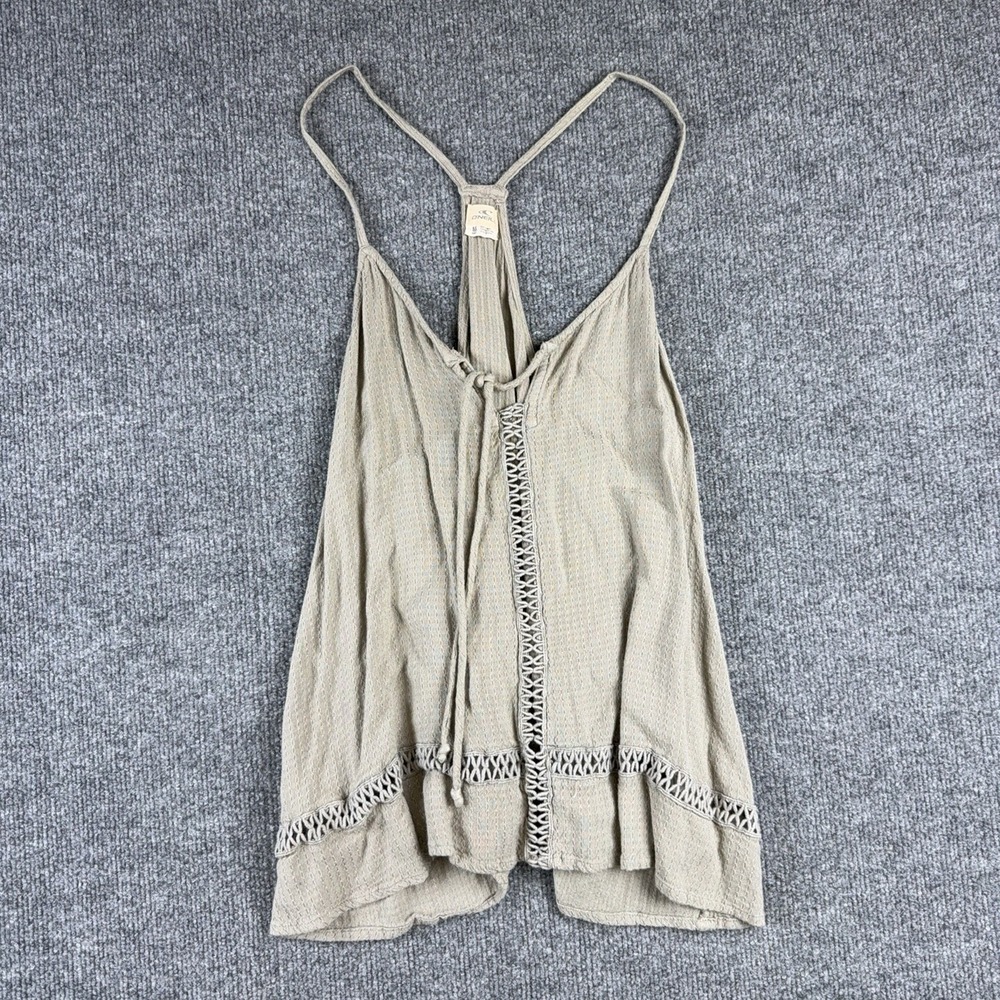 O'Neill Tank Top Womens Medium Beige Crochet Racerback Cami Boho Summer